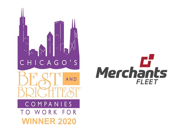 Chicago's Best and Brightest Companies to Work For 2020 logo with Merchants Fleet logo.