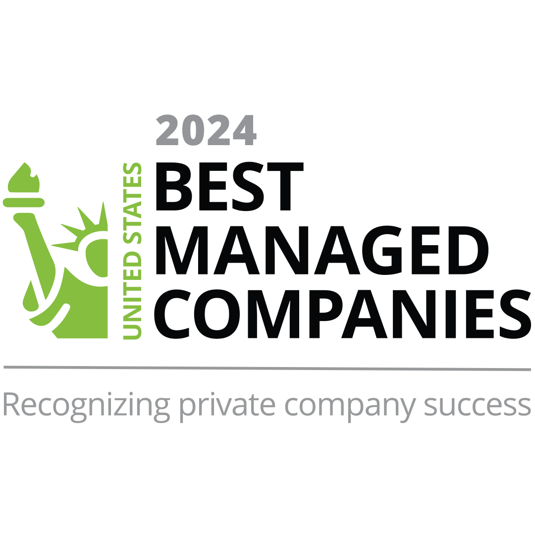 2024 United States Best Managed Companies logo with statue of liberty torch icon.