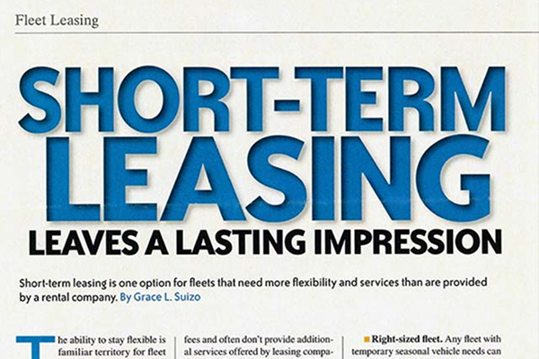 Magazine article titled "Short-Term Leasing Leaves a Lasting Impression" with text and graphics.